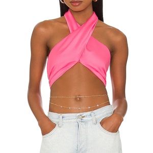 Superdown Hot Pink Halter Top